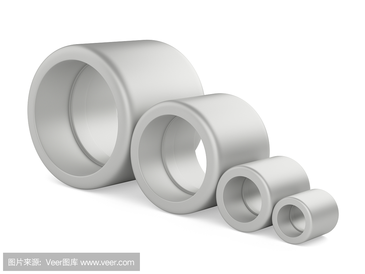 設置在白色背景上的管道配件。